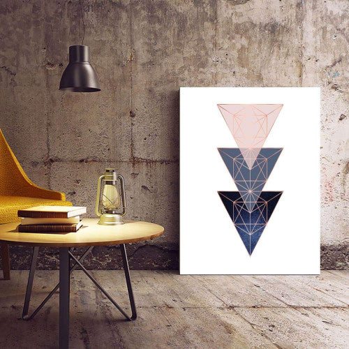 Pink Navy Rose Gold Triangles Abstract Canvas