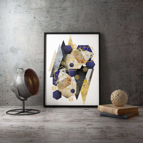 Reflection Mountains Gold Marble Abstract Canvas