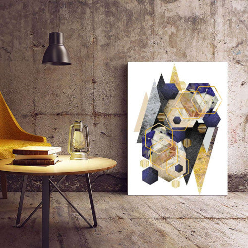 Reflection Mountains Gold Marble Abstract Canvas