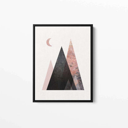 Scandi Mountains Blush Abstract Canvas