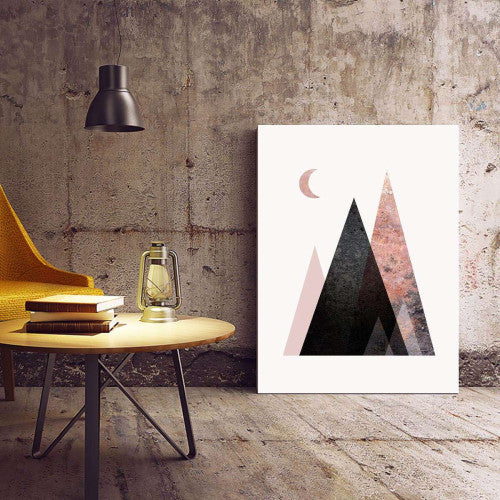 Scandi Mountains Blush Abstract Canvas