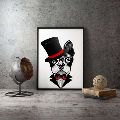 Sir Bulldog in Hat Animal Canvas