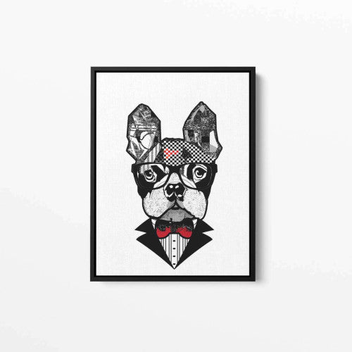 Sir Bulldog White Animal Canvas