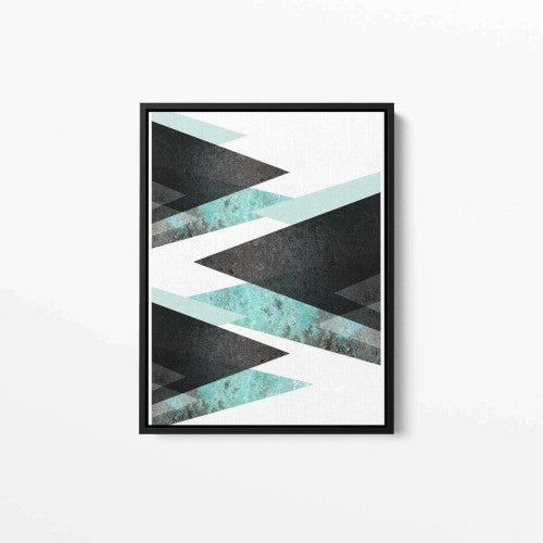 Stalagmite Duck Egg Black Marble Teal Abstract Canvas