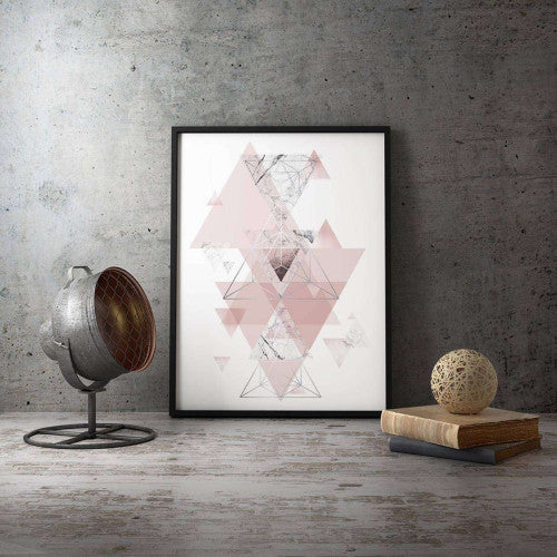 Triangles Marble Blush Pink Grey Abstract Canvas