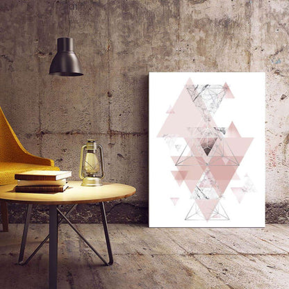 Triangles Marble Blush Pink Grey Abstract Canvas