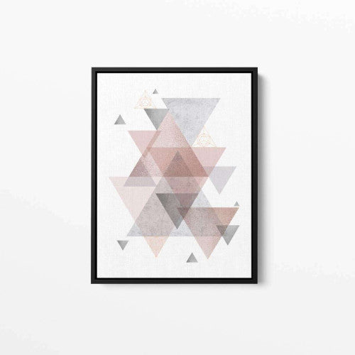 Triangles Marble, Bronze Silver Blush Pink Abstract Canvas