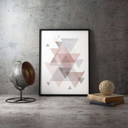 Triangles Marble, Bronze Silver Blush Pink Abstract Canvas