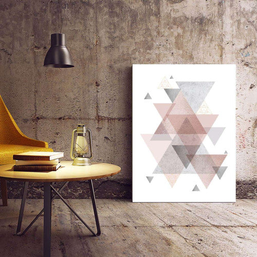 Triangles Marble, Bronze Silver Blush Pink Abstract Canvas