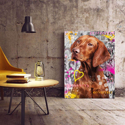 Vizsla Animal Dog Graffiti Canvas