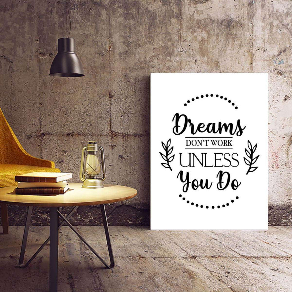 Dreams don't work Motivational Typography Canvas