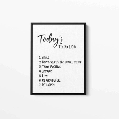 Today's to do list Motivational Typography Canvas