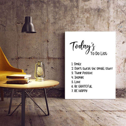 Today's to do list Motivational Typography Canvas