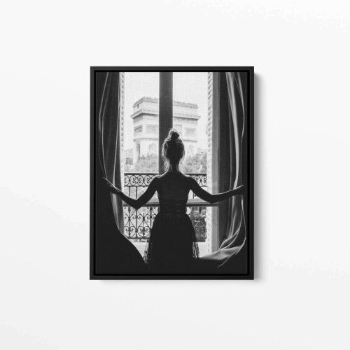 Lady in Paris Window Canvas