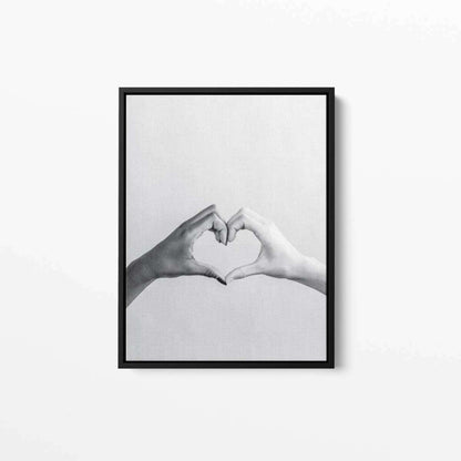 Black and White Heart Hands Canvas