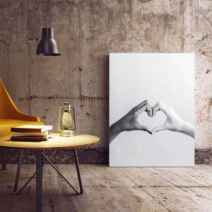 Black and White Heart Hands Canvas