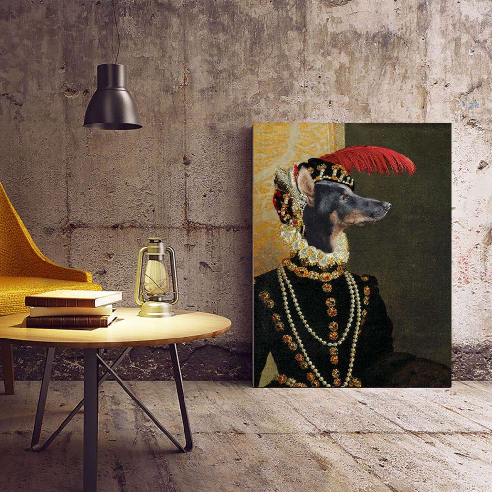 Doberman Dog Portrait Canvas