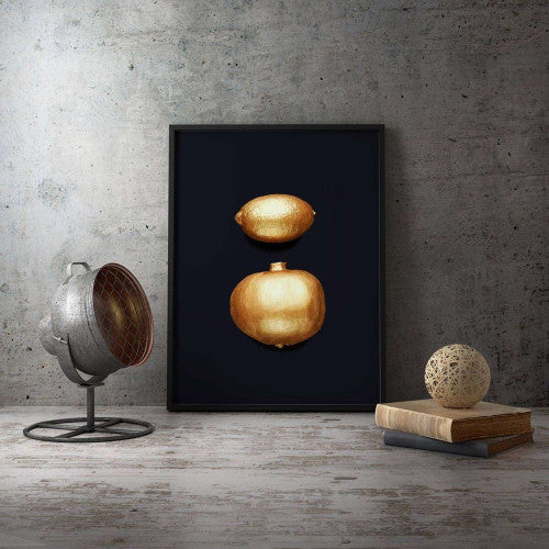 Gold Citrus Fruits Canvas