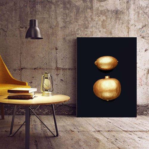 Gold Citrus Fruits Canvas