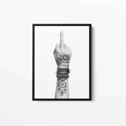 Middle Finger Tattooed Portrait Canvas