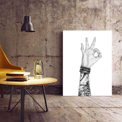 Ok Hand Tattooed Portrait Canvas