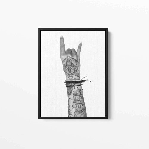 Rock and Roll Hand Tattooed Canvas