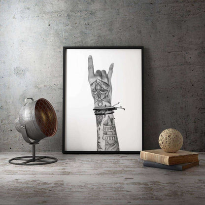 Rock and Roll Hand Tattooed Canvas