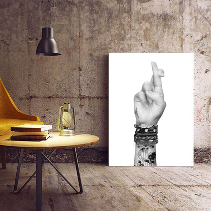 Fingers Crossed Tattooed Canvas