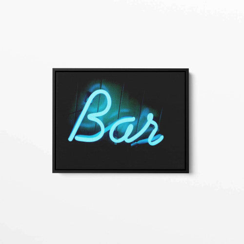 Neon Bar Blue Sign Canvas