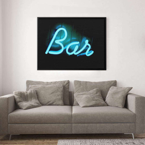 Neon Bar Blue Sign Canvas