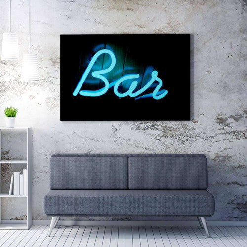 Neon Bar Blue Sign Canvas