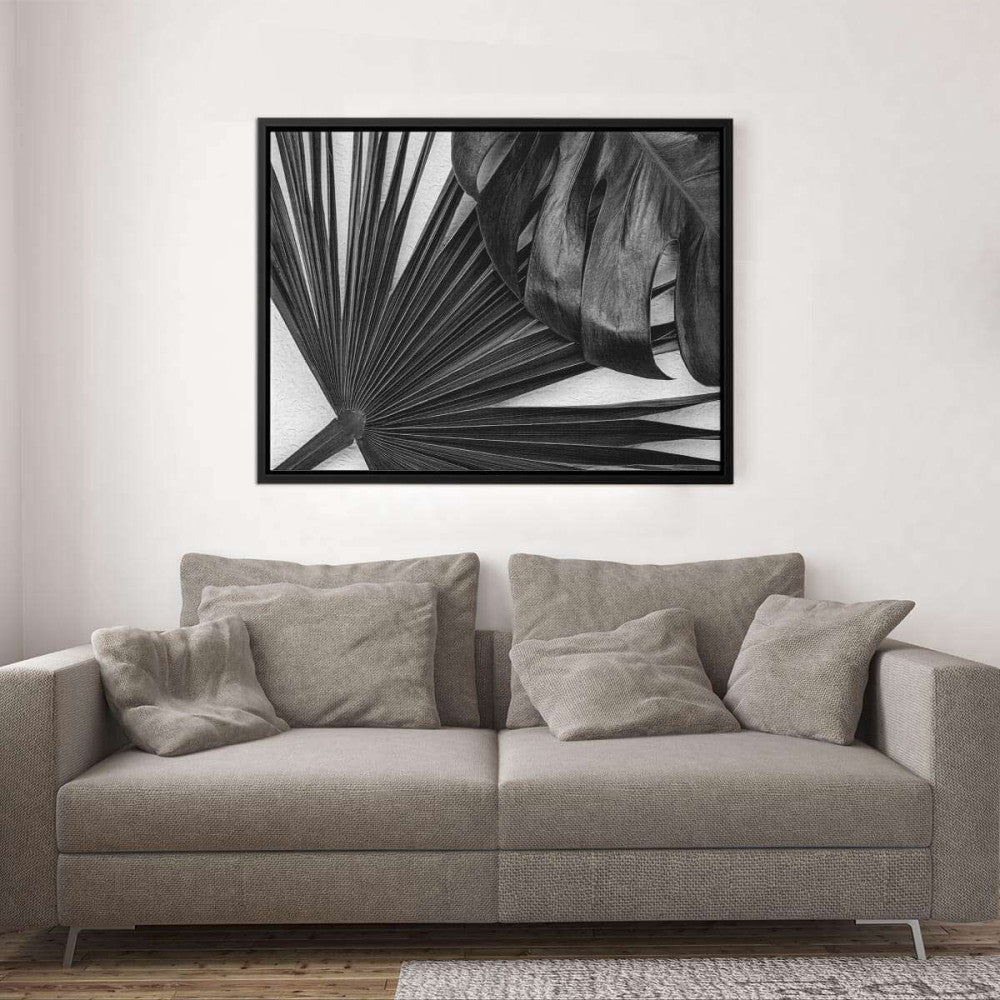 Black Palm and Monstera Plant Canvas