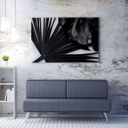 Black Palm and Monstera Plant Canvas