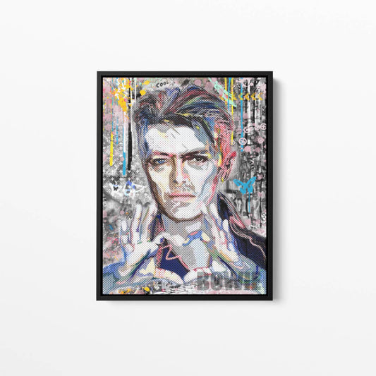 David Bowie Heart Doddle Pop Graffiti Blue Canvas