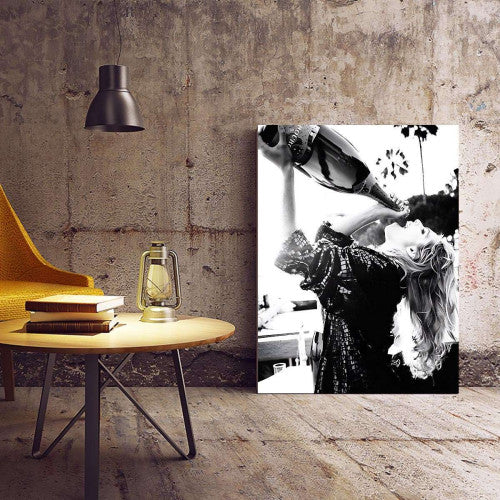 Lady drinking magnum champagne Canvas