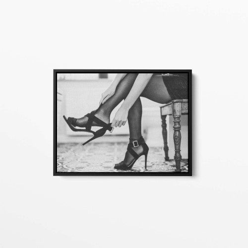 Lady putting heels on Canvas