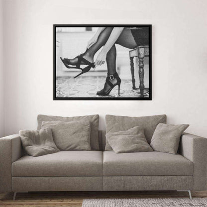 Lady putting heels on Canvas