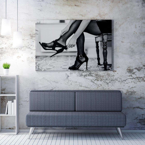 Lady putting heels on Canvas