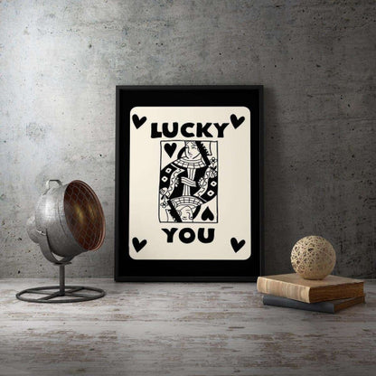 Lucky You Black Playing Card Canvas