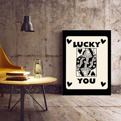 Lucky You Black Playing Card Canvas