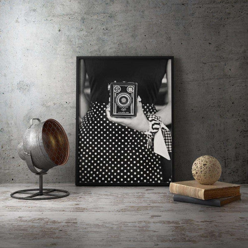 Vintage Woman Synchro Box Camera Canvas