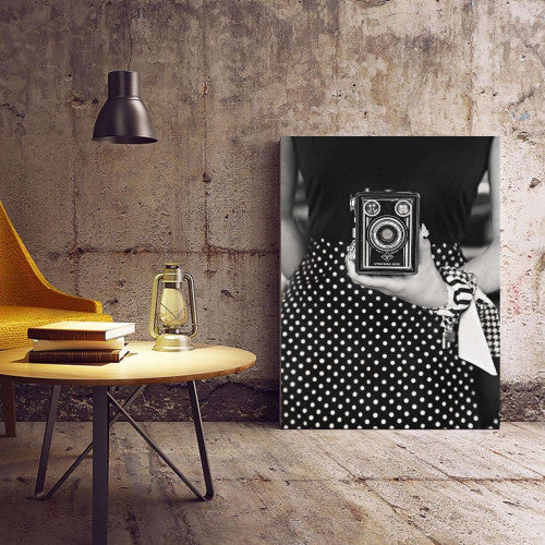 Vintage Woman Synchro Box Camera Canvas