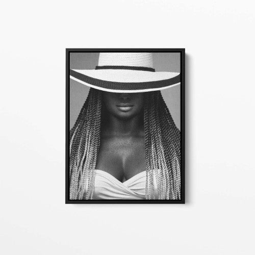 Woman in White Hat Canvas