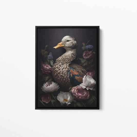 Bird Floral Still Life Portrait 003 Duck Animal Canvas