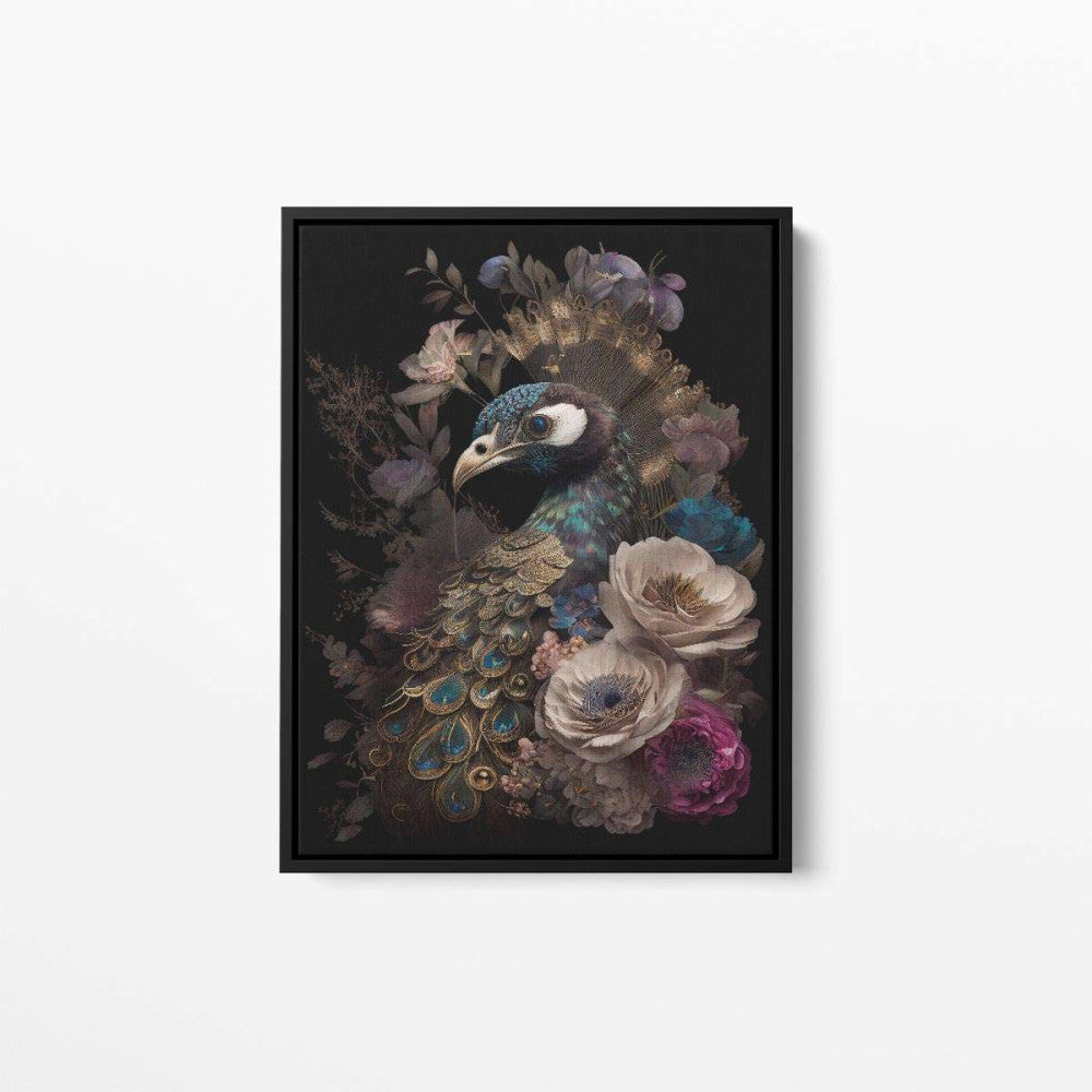 Bird Floral Still Life Portrait 007 Peacock Animal Canvas