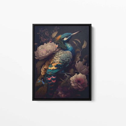 Bird Floral Still Life Portrait 008 King Fisher Animal Canvas