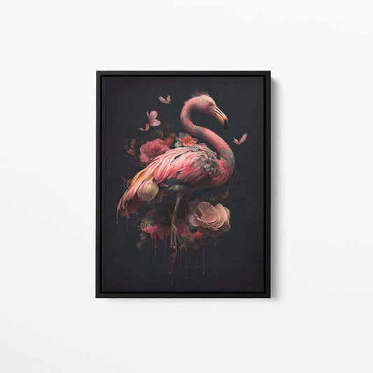 Bird Floral Still Life Portrait 010 Flamingo Animal Canvas