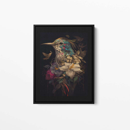 Bird Floral Still Life Portrait 011 Hummingbird Animal Canvas