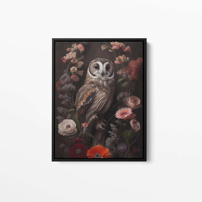 Bird Floral Still Life Portrait 018 Owl Animal Canvas