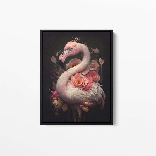 Bird Floral Still Life Portrait 019 Flamingo Animal Canvas